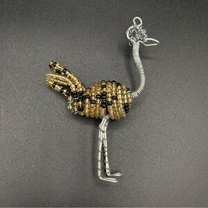 African Beaded Wire Wrapped Cape Ostrich Figurine Pendant